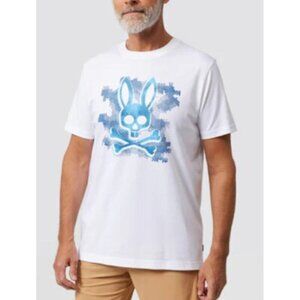 Psycho Bunny Men's White Rockaway Bunny Graphic Crew-Neck Short Sleeve T-Shirt 8